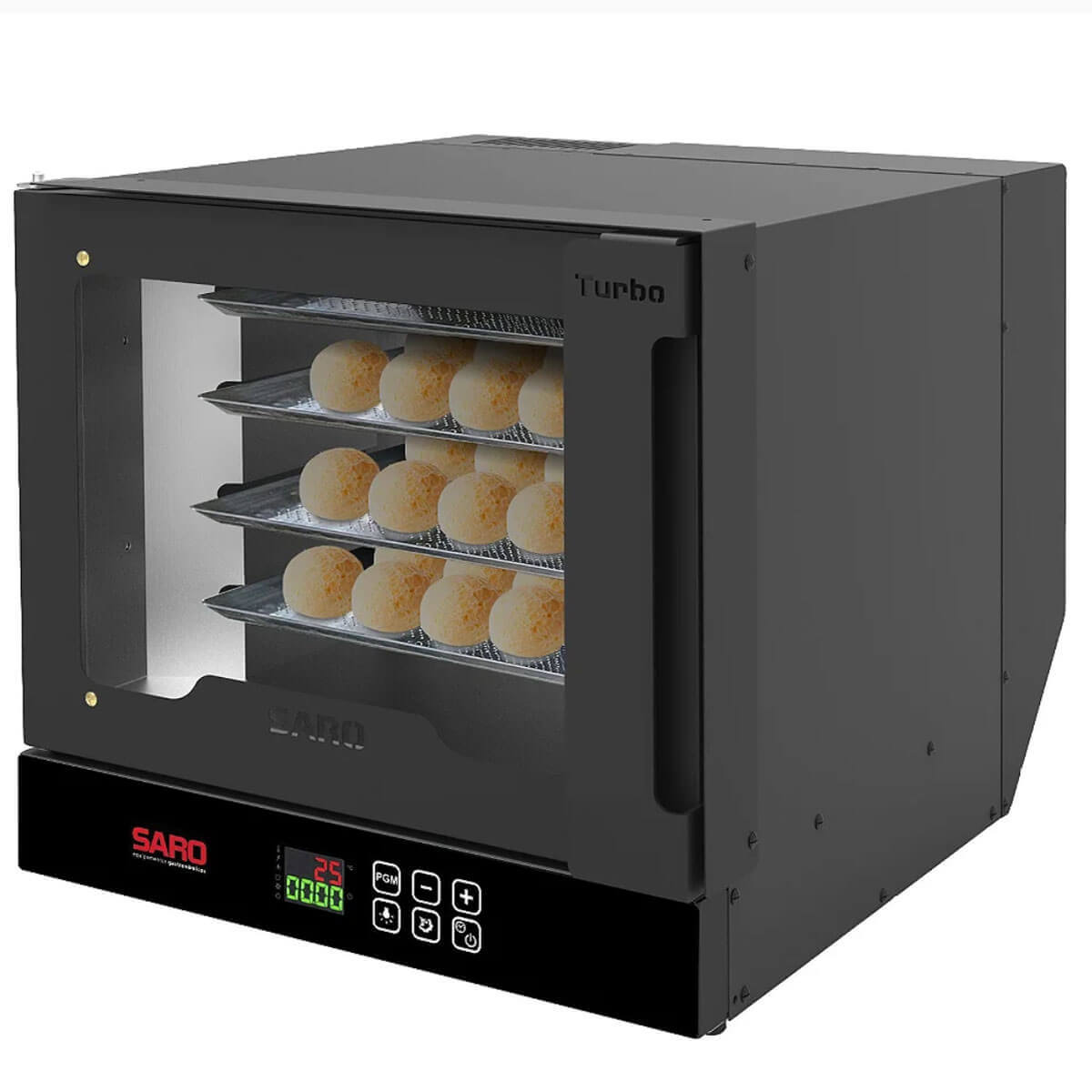 Forno Turbo Industrial Elétrico Saro 70L Painel Digital com 4 Esteiras 220V Preto