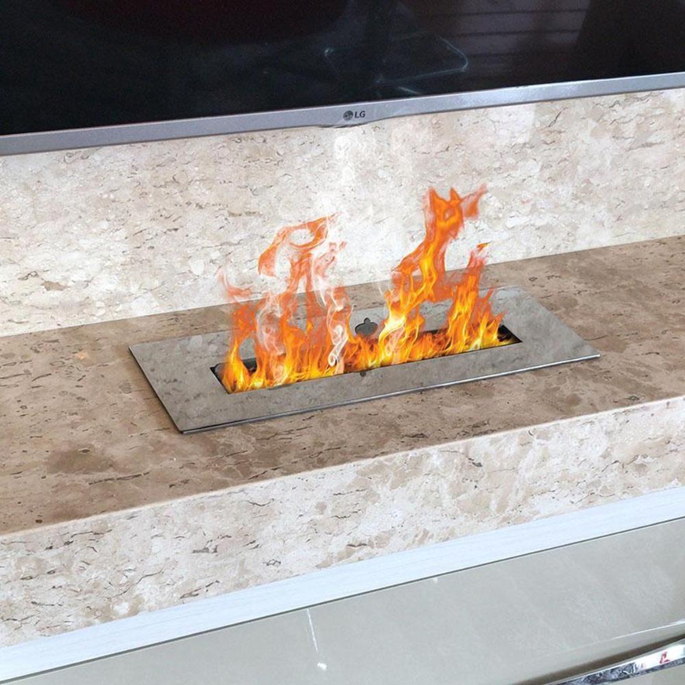 Lareira Ecológica de Embutir à Álcool 50cm Aço Inox Saro com Regulador de Chama
