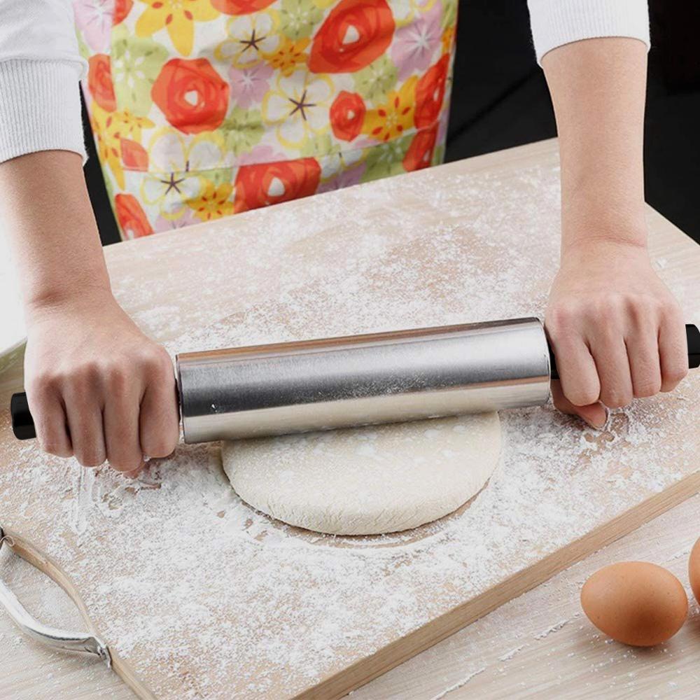 Rolo de Abrir Massa Lasanha Pizza Pão 40cm Saro em Aço Carbo