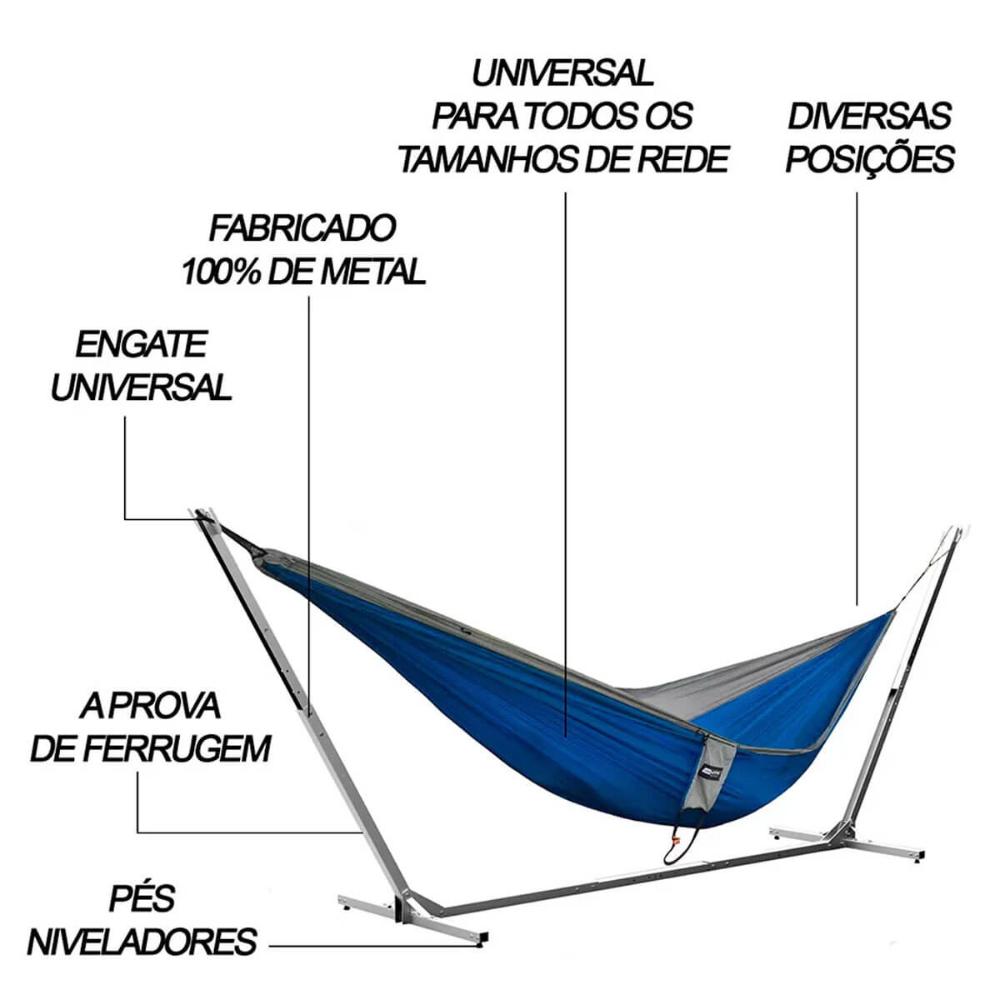 Suporte para Rede Portátil Descanso Dormir Desmontável Grande 3,80x1,40m Saro