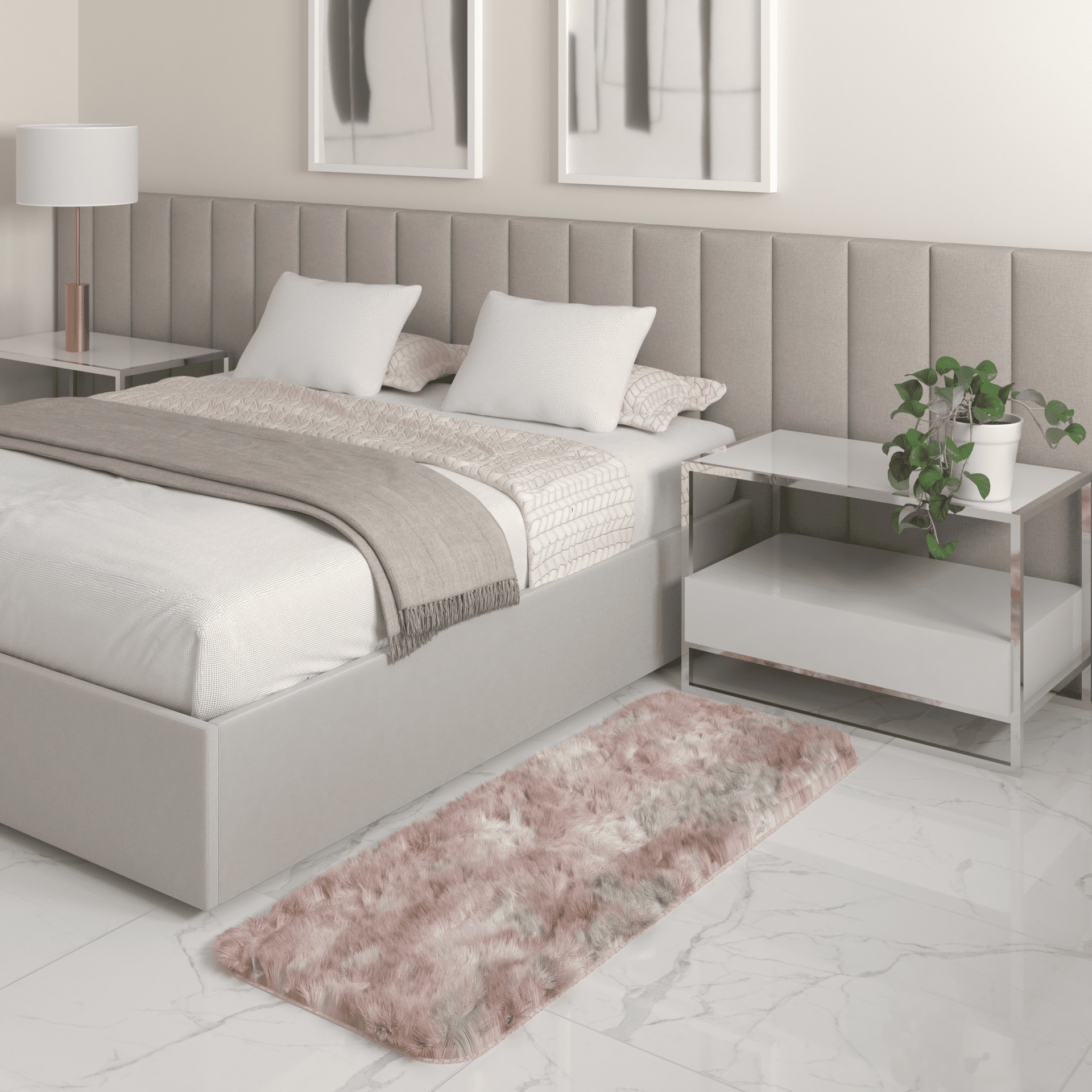 Tapete Passadeira Quarto Antiderrapante Mesclado Bege 50 x 140 cm