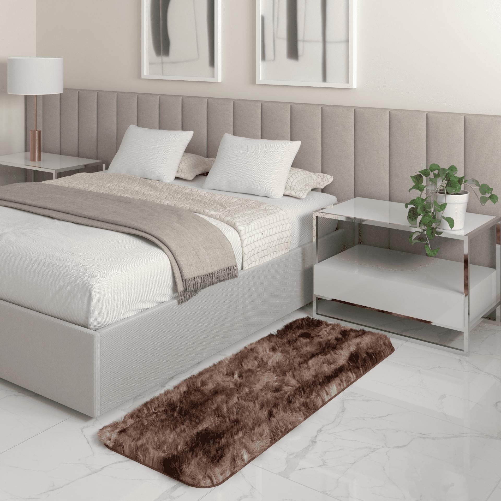Tapete Passadeira Quarto Antiderrapante Mesclado Marrom 50 x 140 cm