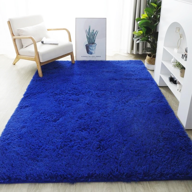 Tapete Pelo Alto Felpudo Macio Anti Derrapante Anti Alérgico Azul - 100 x 120 cm Tapete para Sala e Quarto