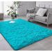 Tapete Pelo Alto Felpudo Macio Anti Derrapante Anti Alérgico Azul Turquesa - 200 x 200 cm Tapete para Sala e Quartos