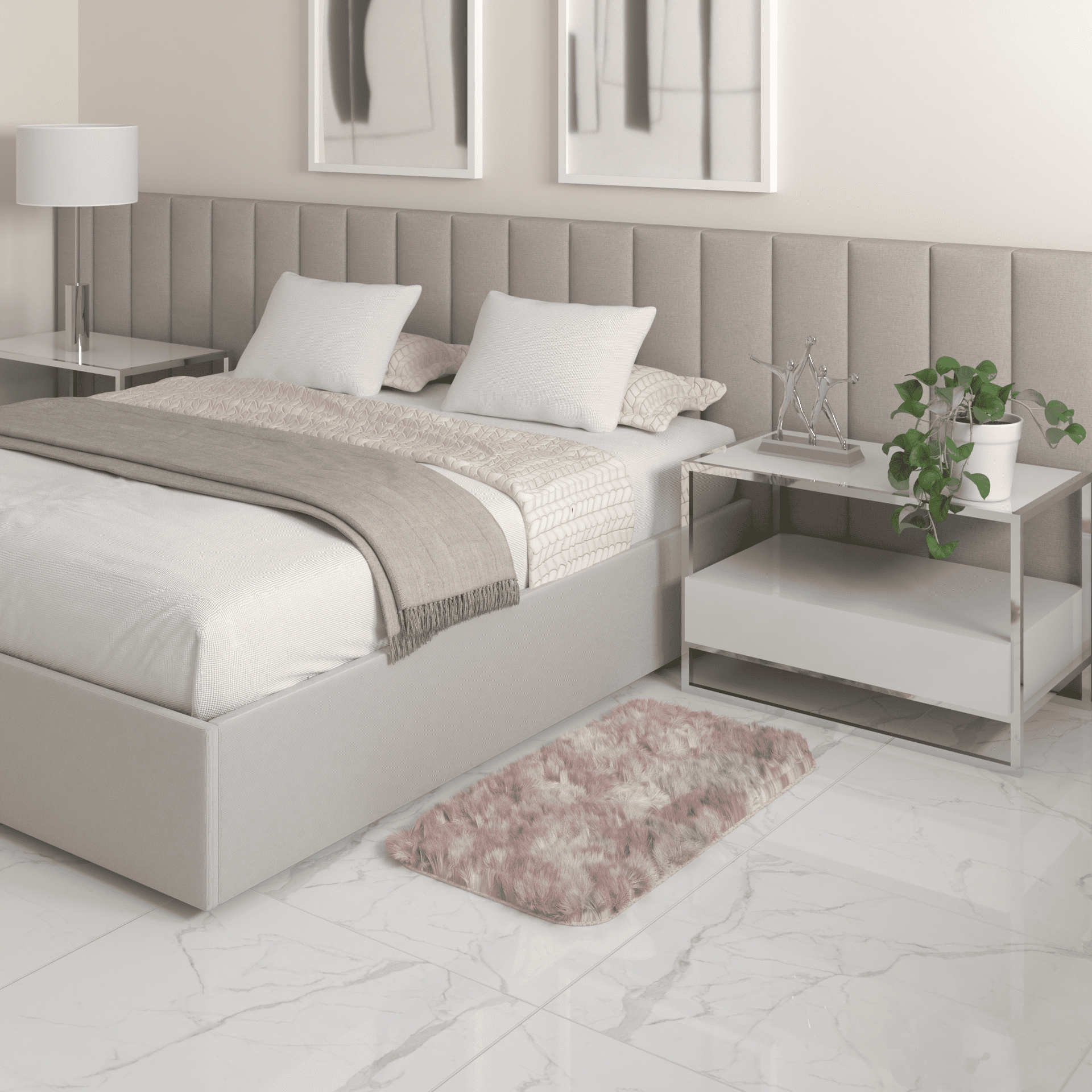 Tapete Pelo Alto Felpudo Macio Anti Derrapante Anti Alérgico Bege - 50 x 100 cm Tapete para Sala e Quartos