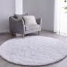 Tapete Pelo Alto Felpudo Macio Anti Derrapante Anti Alérgico Branco Redondo - 60 cm Tapete para Sala e Quarto