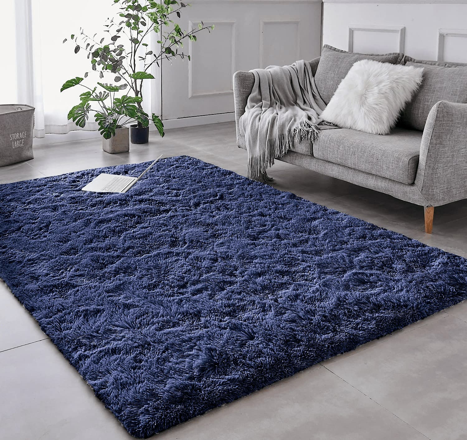 Tapete Pelo Alto Felpudo Macio Anti Derrapante Anti Alérgico Cinza - 200 x 240 cm Tapete para Sala e Quartos