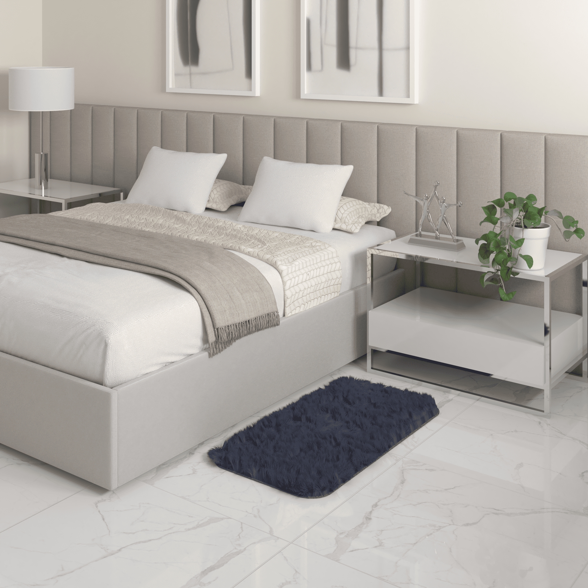 Tapete Pelo Alto Felpudo Macio Anti Derrapante Anti Alérgico Cinza - 50 x 100 cm Tapete para Sala e Quartos