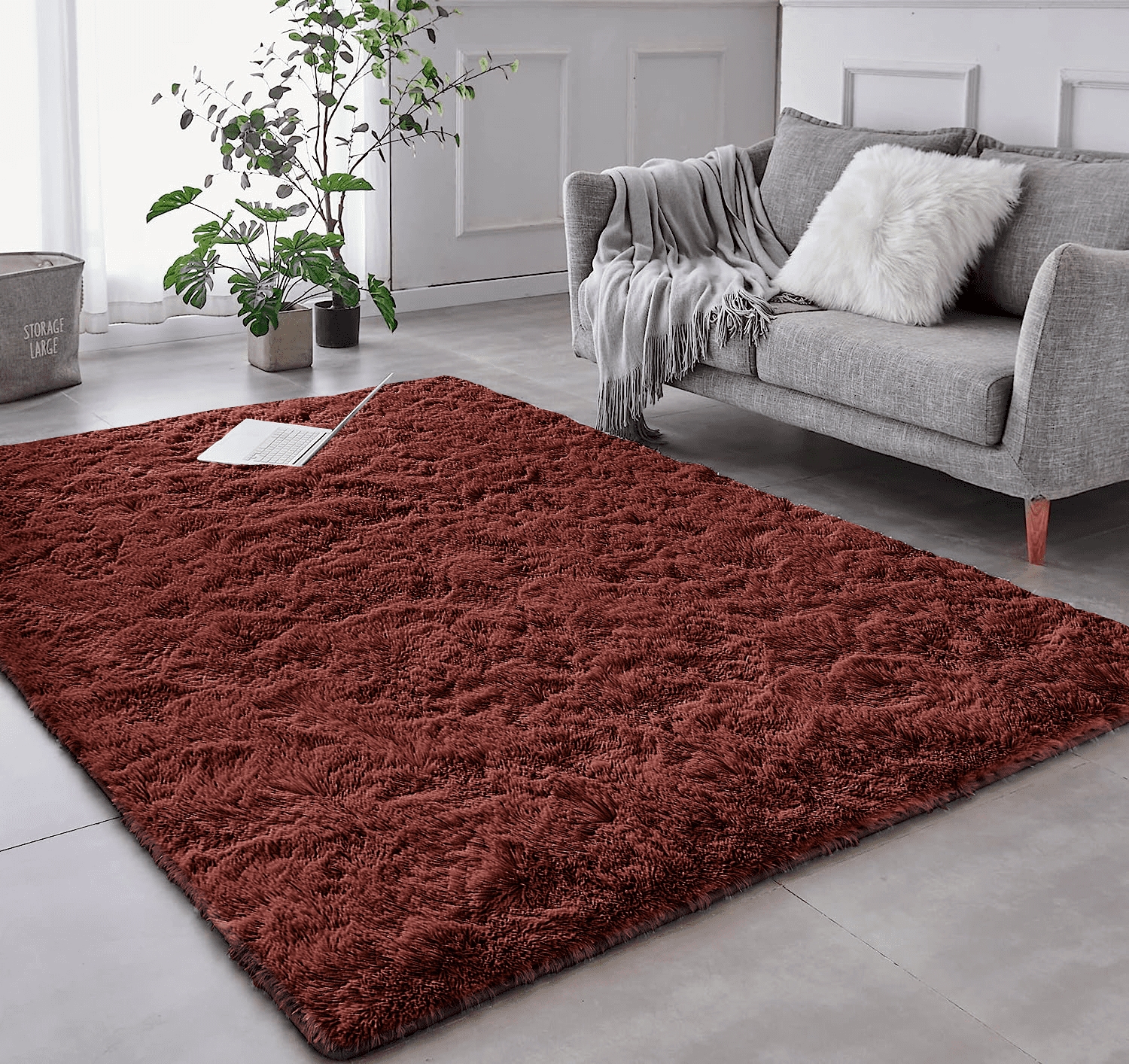 Tapete Pelo Alto Felpudo Macio Anti Derrapante Anti Alérgico Marrom - 200 x 240 cm Tapete para Sala e Quarto