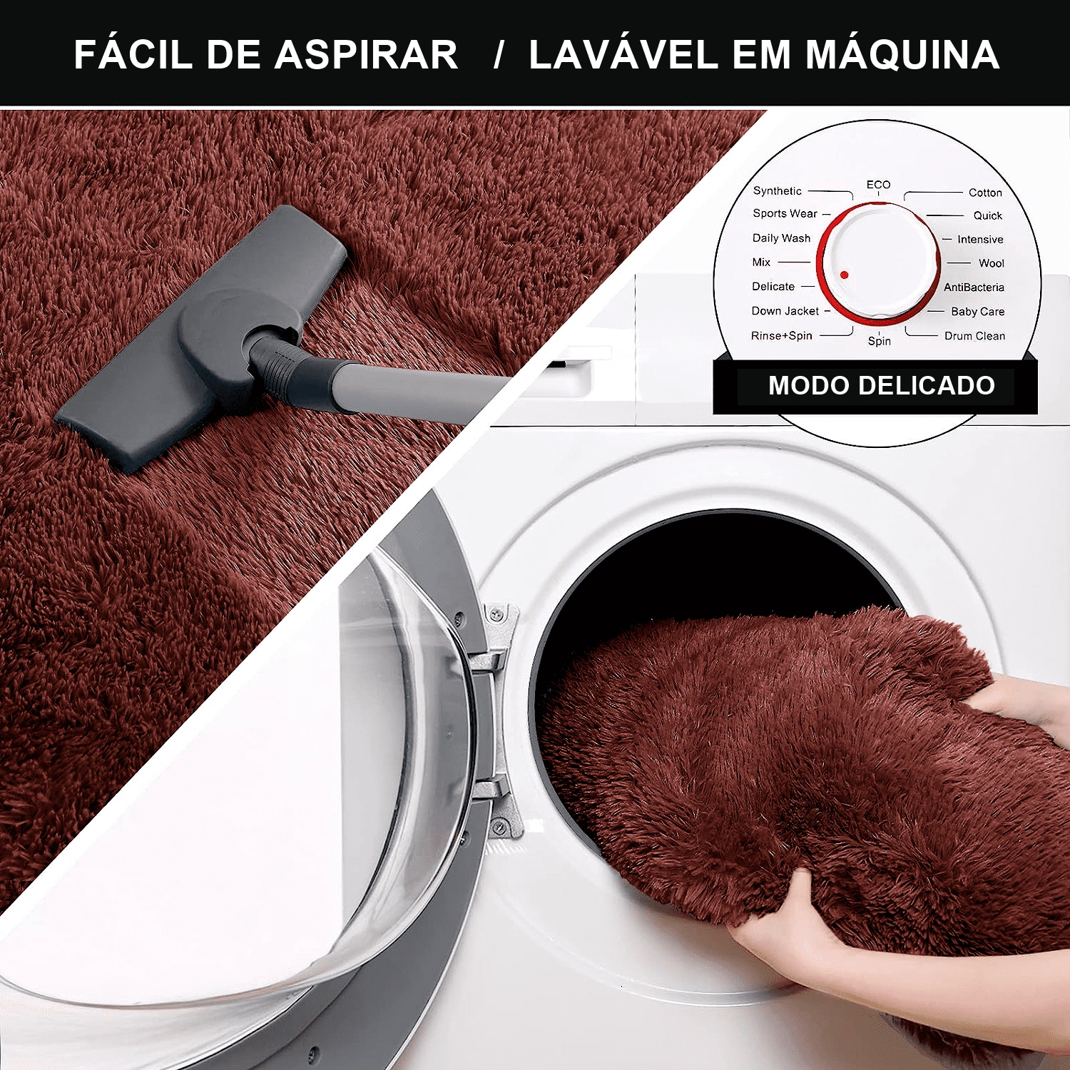 Tapete Pelo Alto Felpudo Macio Anti Derrapante Anti Alérgico Marrom - 200 x 240 cm Tapete para Sala e Quarto