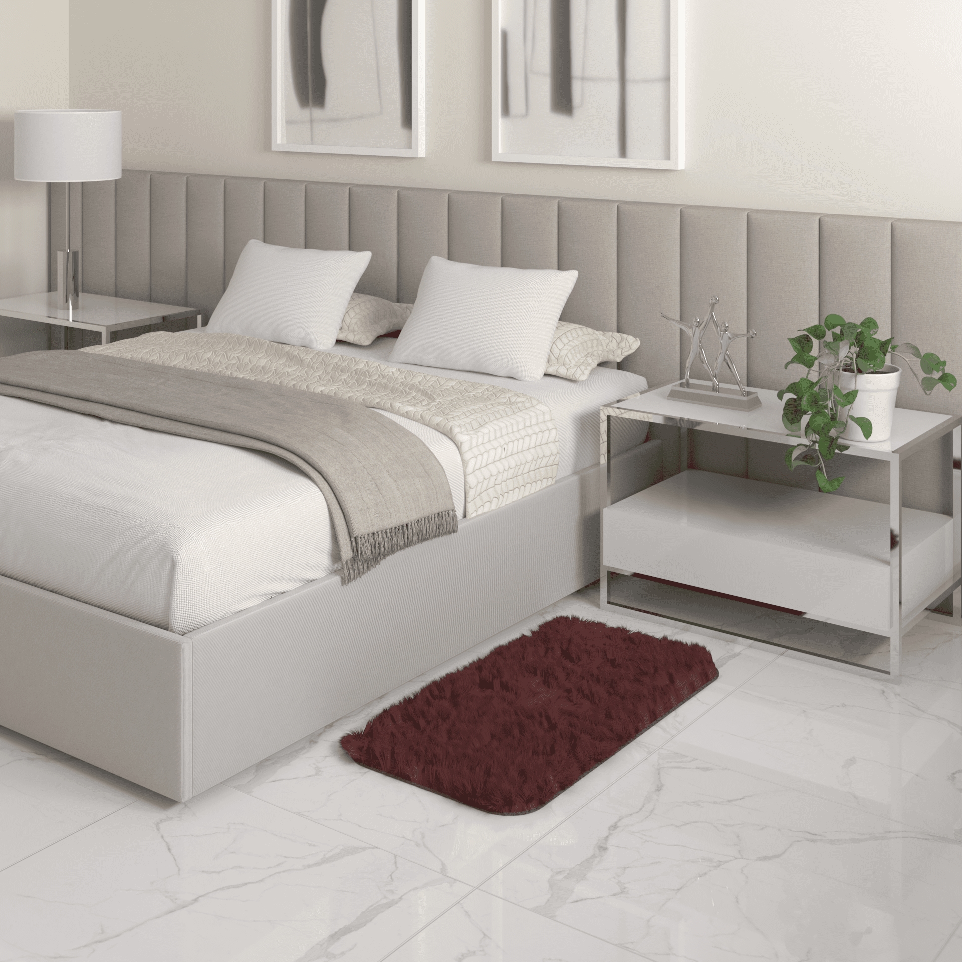 Tapete Pelo Alto Felpudo Macio Anti Derrapante Anti Alérgico Marrom - 50 x 100 cm Tapete para Sala e Quartos