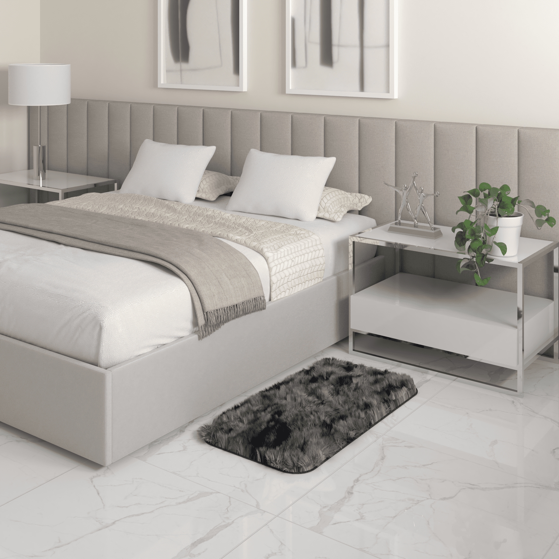 Tapete Pelo Alto Felpudo Macio Anti Derrapante Anti Alérgico Mesclado Cinza - 50 x 100 cm Tapete para Sala e Quartos