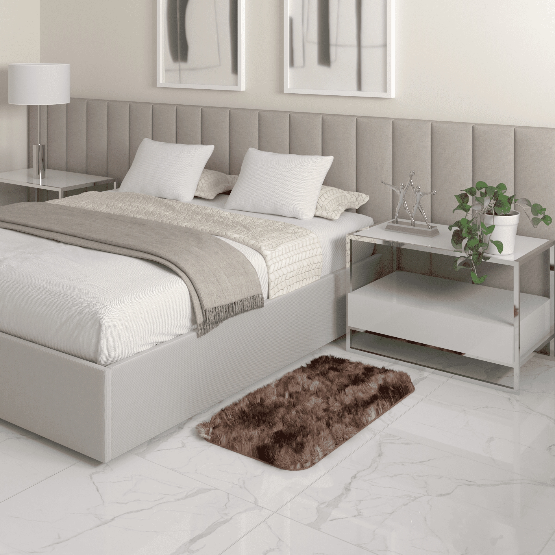 Tapete Pelo Alto Felpudo Macio Anti Derrapante Anti Alérgico Mesclado Marrom - 50 x 100 cm Tapete para Sala e Quartos