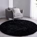 Tapete Pelo Alto Felpudo Macio Anti Derrapante Anti Alérgico Mesclado Preto Redondo - 100 cm Tapete para Sala e Quarto