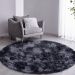 Tapete Pelo Alto Felpudo Macio Anti Derrapante Anti Alérgico Mesclado Preto Redondo - 140 cm Tapete para Sala e Quarto
