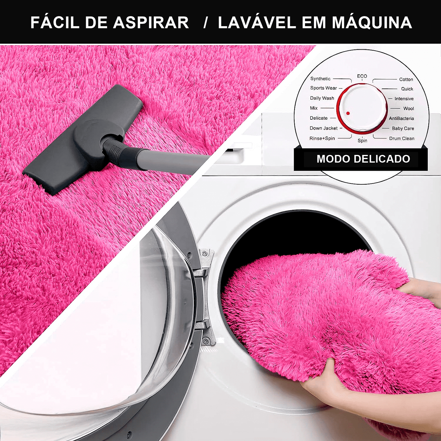 Tapete Pelo Alto Felpudo Macio Anti Derrapante Anti Alérgico Rosa Redondo - 140 cm Tapete para Sala e Quarto