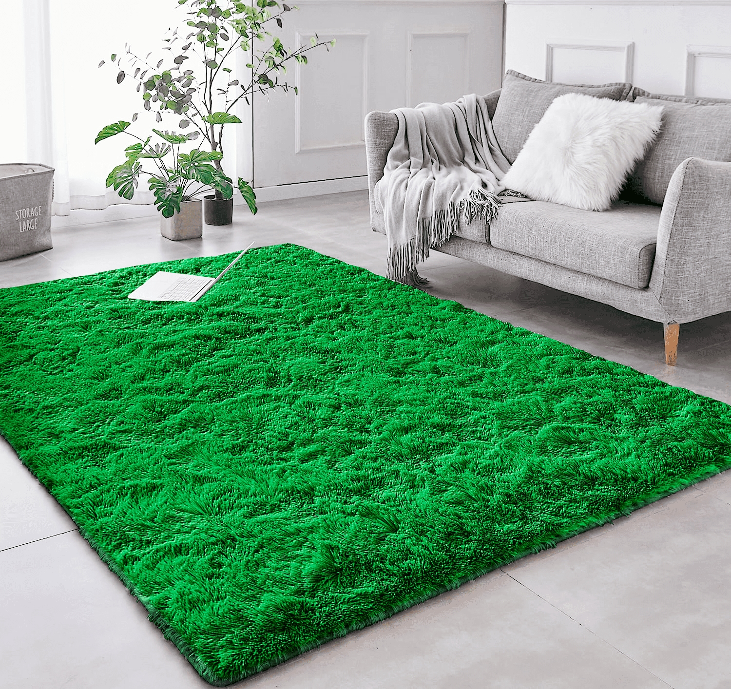 Tapete Pelo Alto Felpudo Macio Anti Derrapante Anti Alérgico Verde  - 200 x 200 cm Tapete para Sala e Quarto