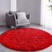 Tapete Pelo Alto Felpudo Macio Anti Derrapante Anti Alérgico Vermelho  Redondo - 100 cm Tapete para Sala e Quarto