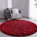 Tapete Pelo Alto Felpudo Macio Anti Derrapante Anti Alérgico Vermelho  Redondo - 100 cm Tapete para Sala e Quarto