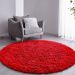 Tapete Pelo Alto Felpudo Macio Anti Derrapante Anti Alérgico Vermelho  Redondo - 60 cm Tapete para Sala e Quarto