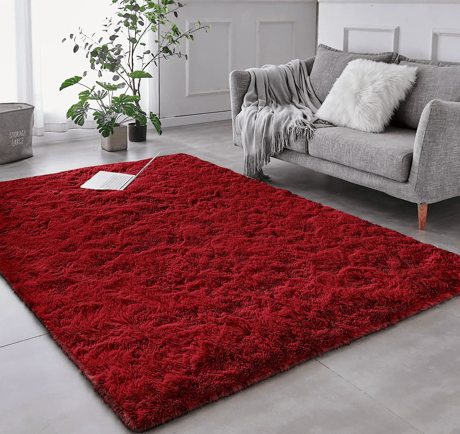 Tapete Pelo Alto Felpudo Peludo Macio Anti Derrapante Alérgico Vinho 200 x 240 cm Sala Quarto Escritório