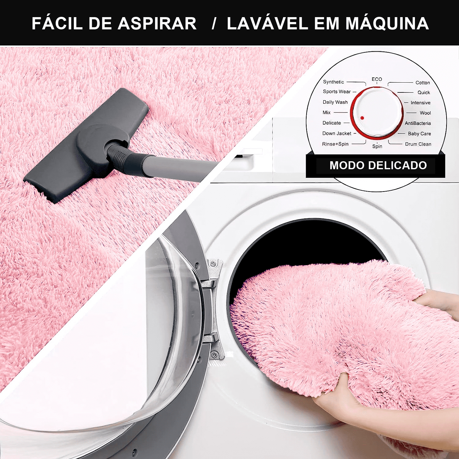 Tapete Sala Felpudo Peludo Rosa Bebê Coração 100 cm