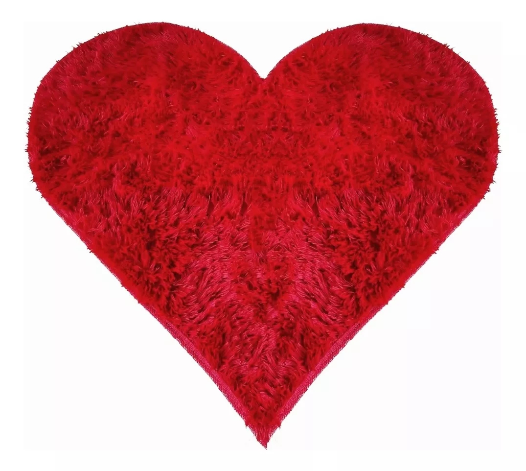 Tapete Sala Felpudo Peludo Vermelho Coração 100 cm