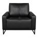Poltrona Decorativa Base Metal Dallas Couro Preto - Scala Decor