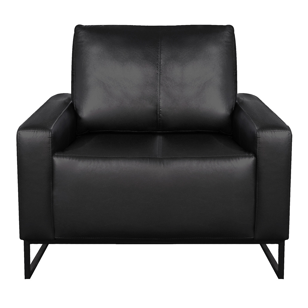 Poltrona Decorativa Base Metal Dallas Couro Preto - Scala Decor