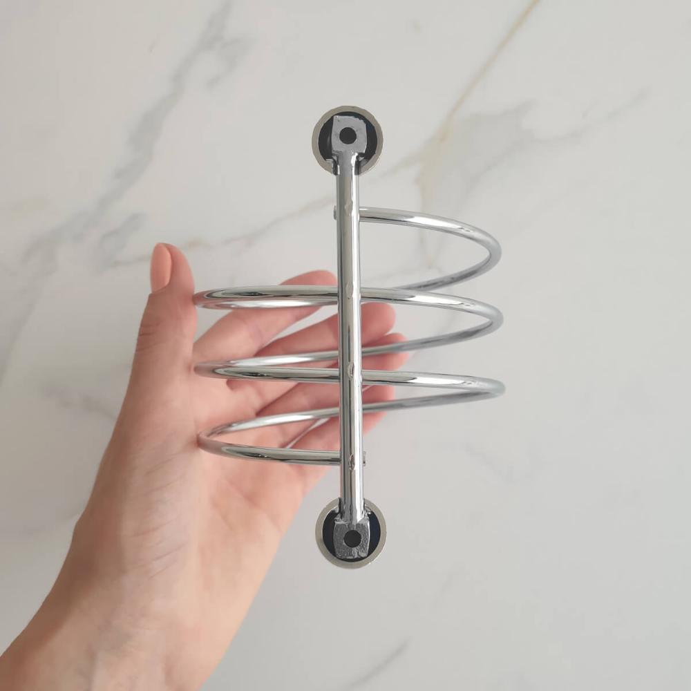 10 Porta Secador de Cabelos para Pousadas Academias Suportes de Parede Cromados em Espiral