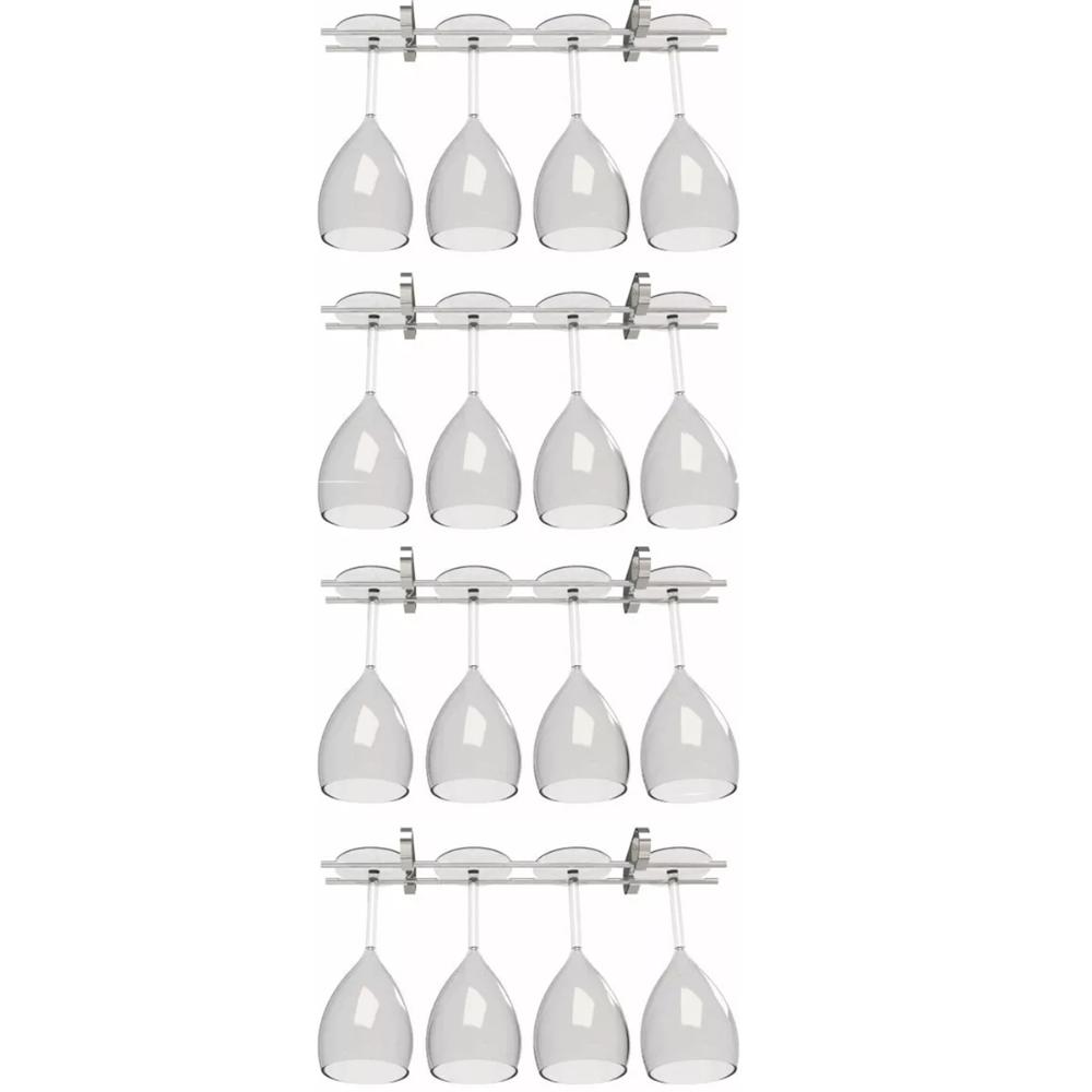 4 Suportes Para Taças 25cm Cromado Decoração Adega Bar Vinho