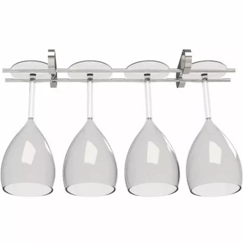 4 Suportes Para Taças 25cm Cromado Decoração Adega Bar Vinho