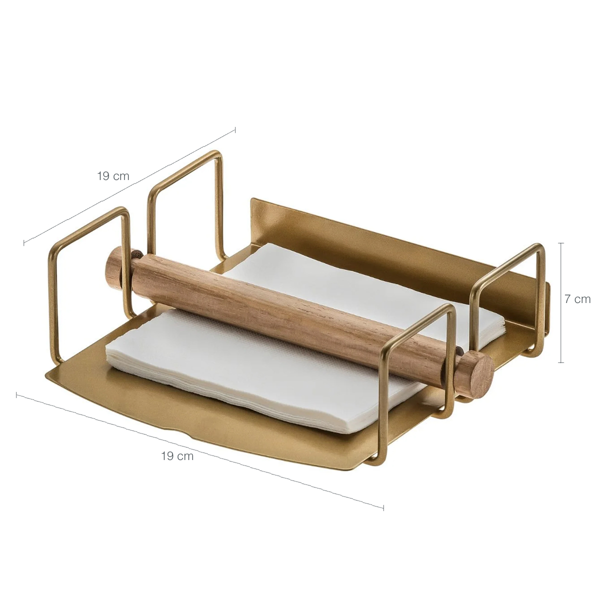 Kit 4 Suportes Porta Guardanapos de Mesa Quadrados Dourado Com Contrapesos de Madeira