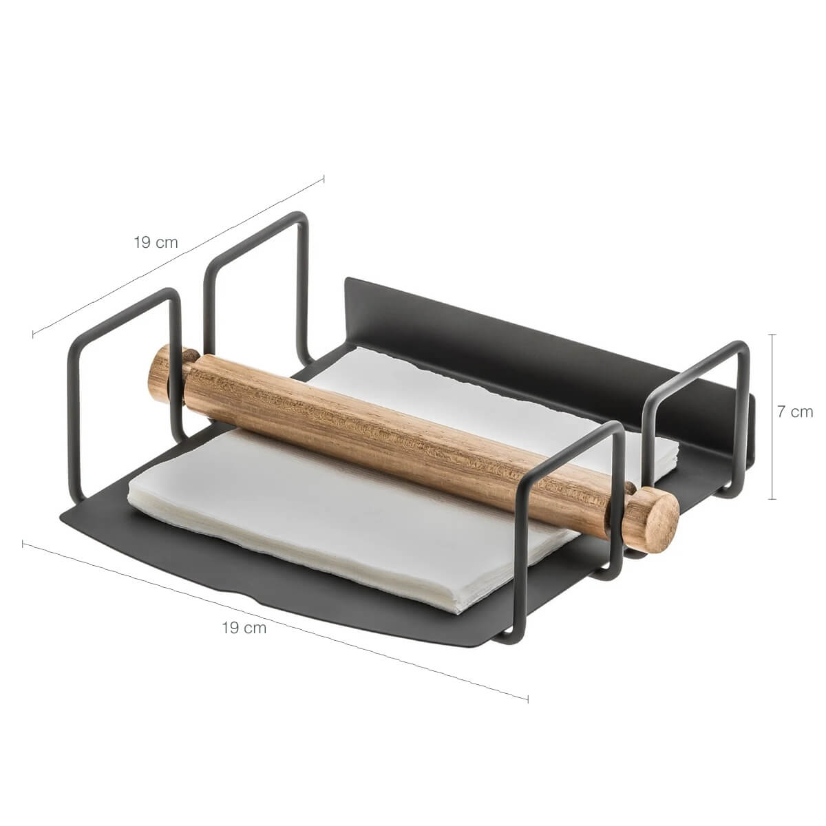 Kit 4 Suportes Porta Guardanapos de Mesa Quadrados Grafite Com Contrapesos de Madeira