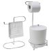 Kit Porta Toalha e Suporte Papel Higiênico Com Lixeira 5L Para Banheiro Cromado