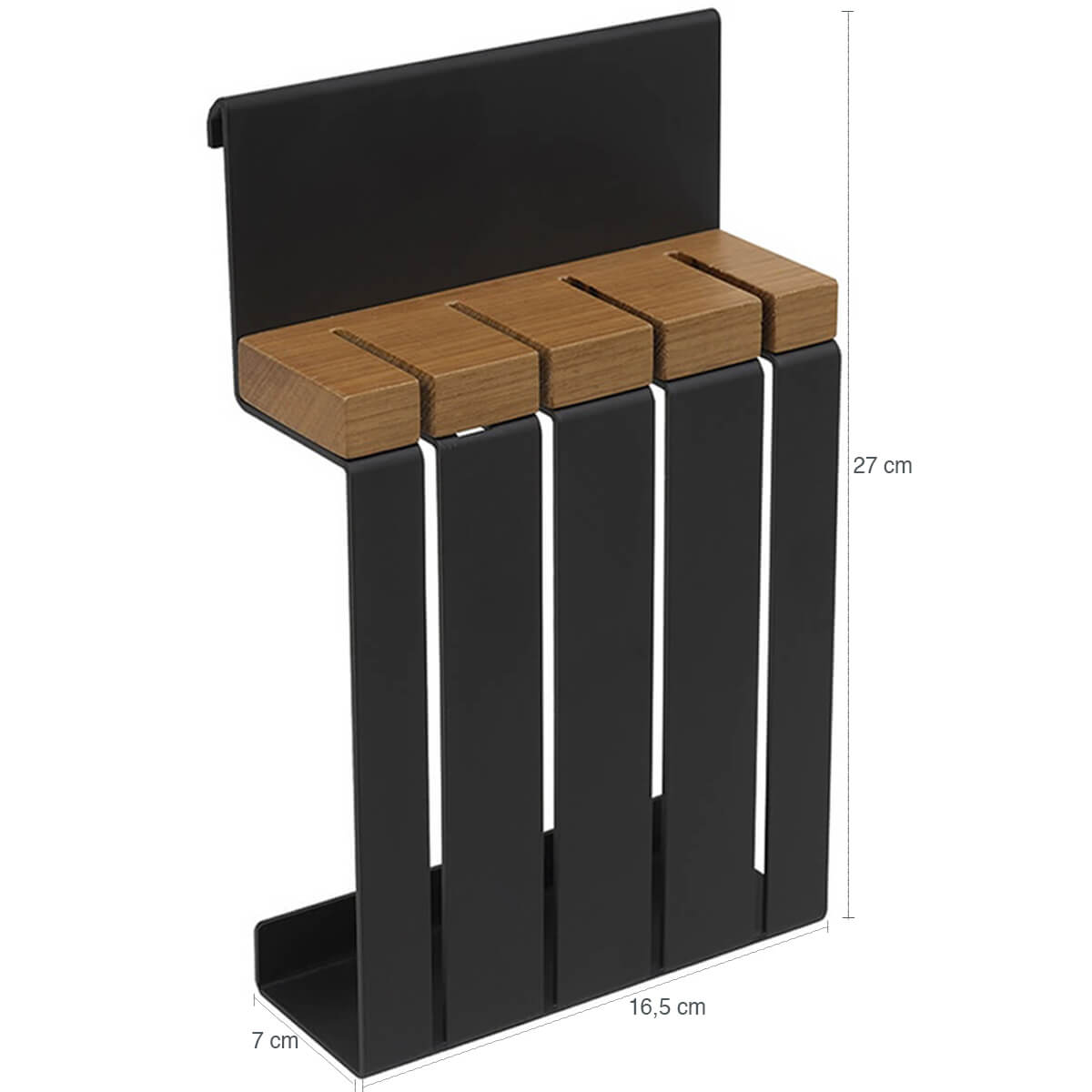 Kit Suportes Organizadores Barra 60cm Porta Facas e Gancho Multiuso De Cozinha Grafite