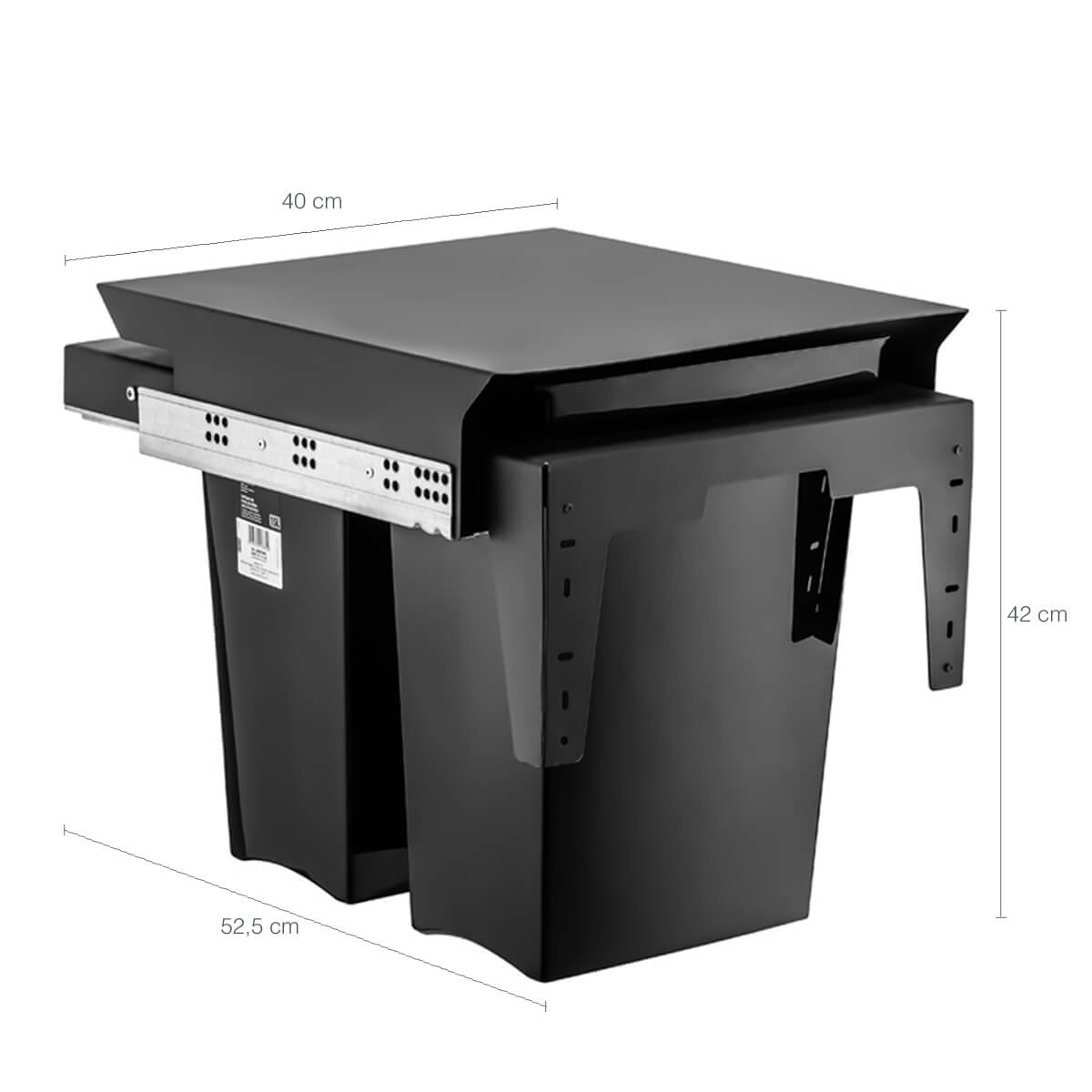 Lixeira Deslizante Dupla 30L Ecológica Para Cozinha Master Grafite