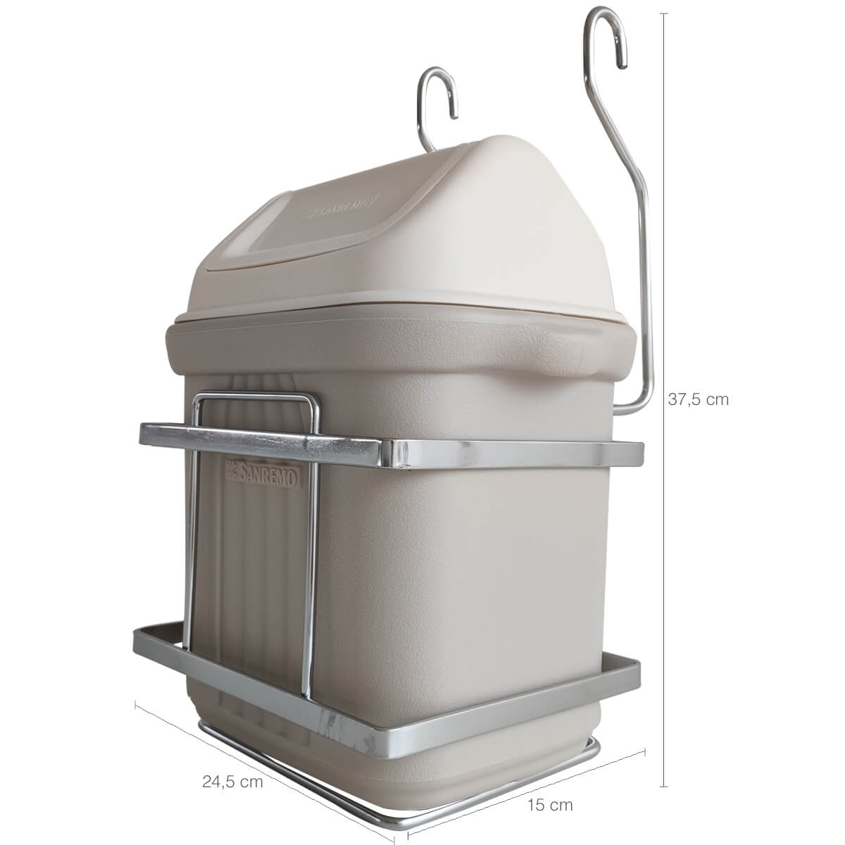 Lixeira de Pendurar Com Suporte de Inox 6,5 litros Cozinha
