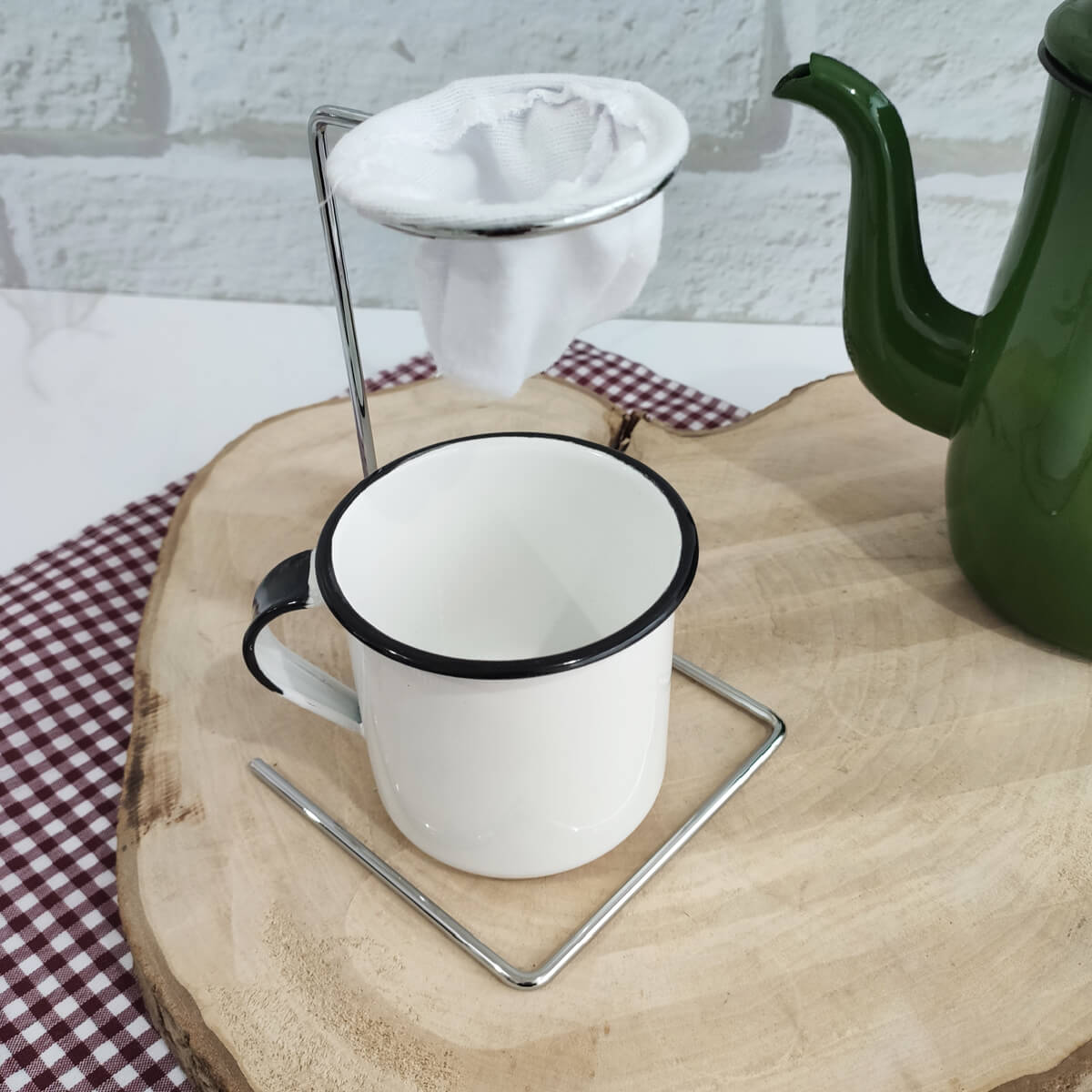 Passador Suporte De Café Aramado Individual Mini Coador De Pano Cromado Schmitt