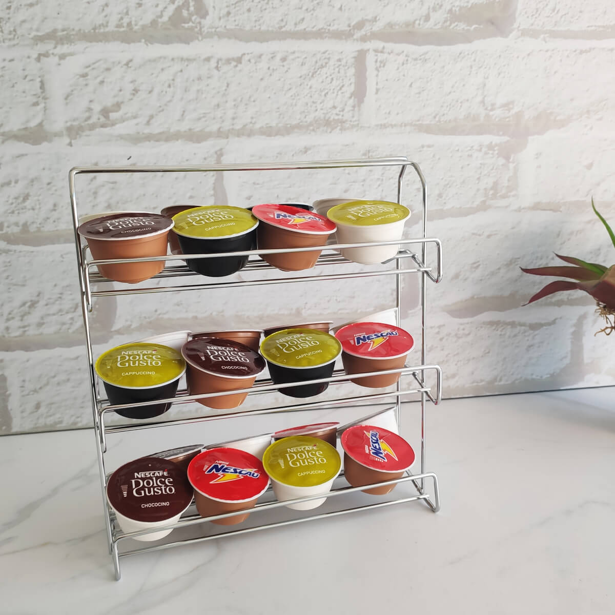 Porta Cápsulas De Café Três Corações Dolce Gusto Nespresso Suporte Cromado Libéria Schmitt
