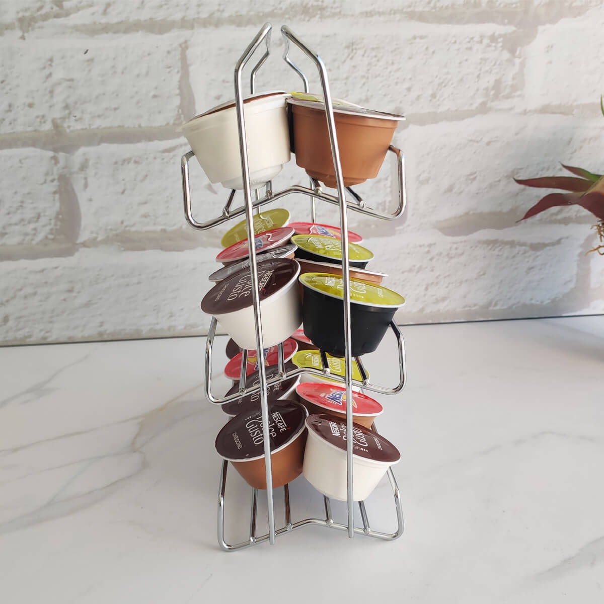 Porta Cápsulas De Café Três Corações Dolce Gusto Nespresso Suporte Cromado Libéria Schmitt