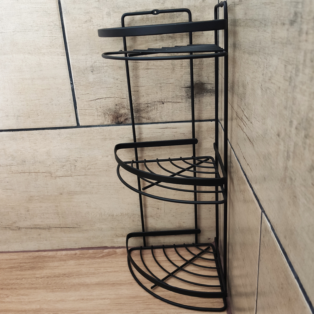 Porta Shampoo Triplo Multiuso  Suporte Para Shampoo Preto Fosco Maragogi Schmitt