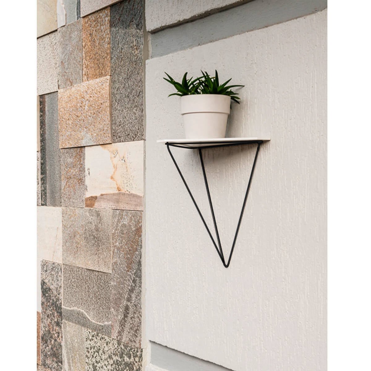Prateleira com Suporte Aramado Floreira Triangular Tri Grafite