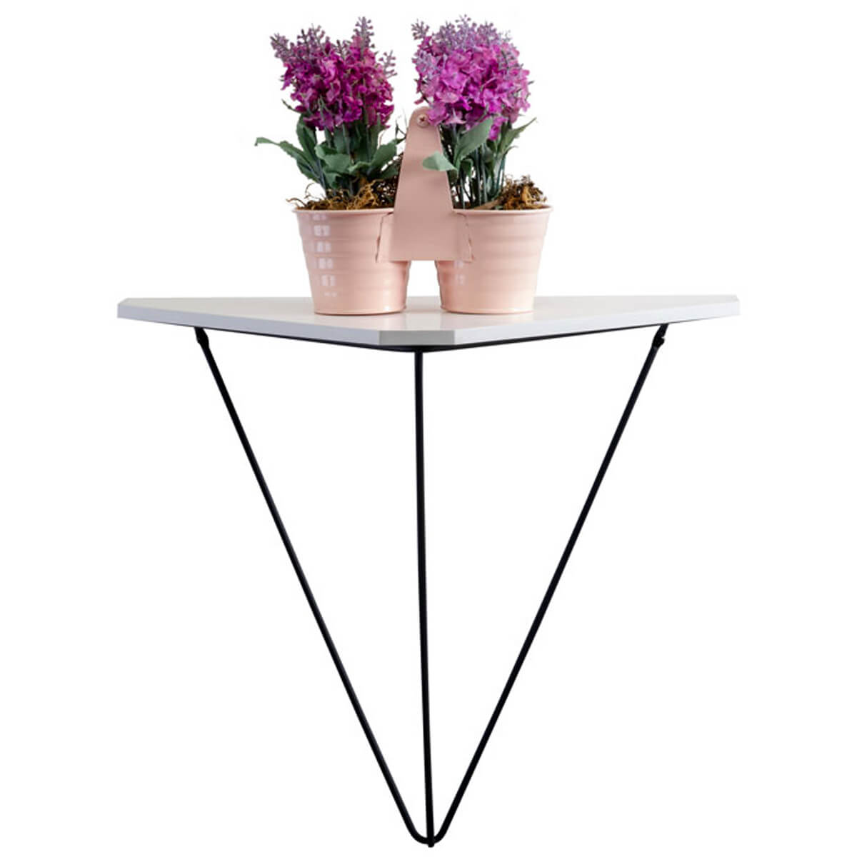 Prateleira com Suporte Aramado Floreira Triangular Tri Grafite