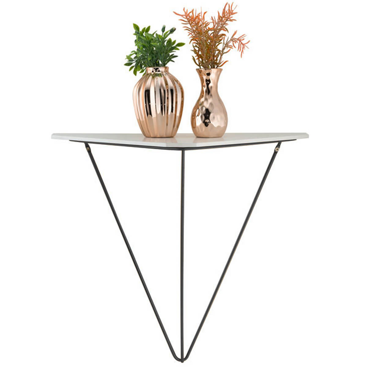 Prateleira com Suporte Aramado Floreira Triangular Tri Grafite
