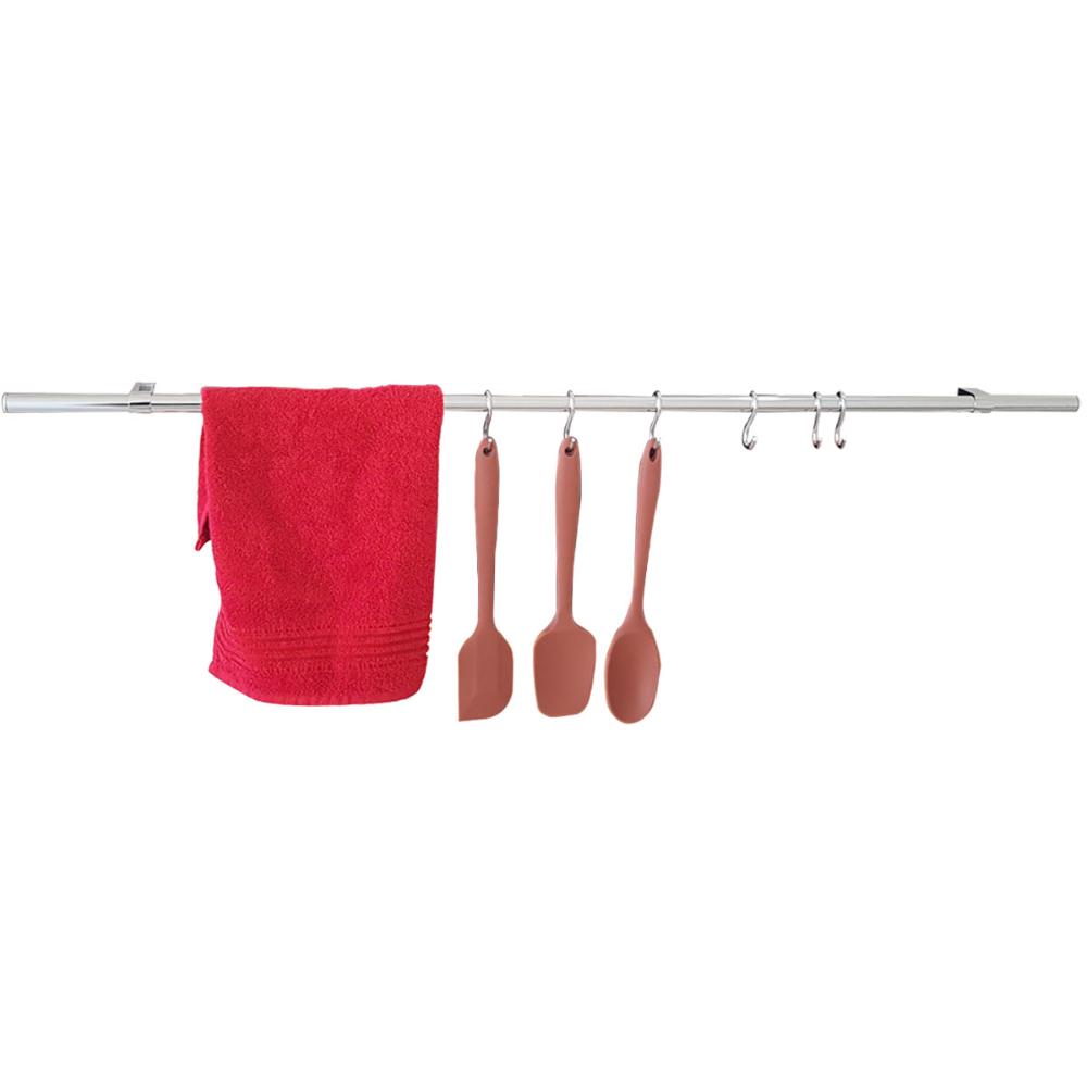 Barra De Utensílios Suporte De Cozinha Redonda Aço Inox 100cm