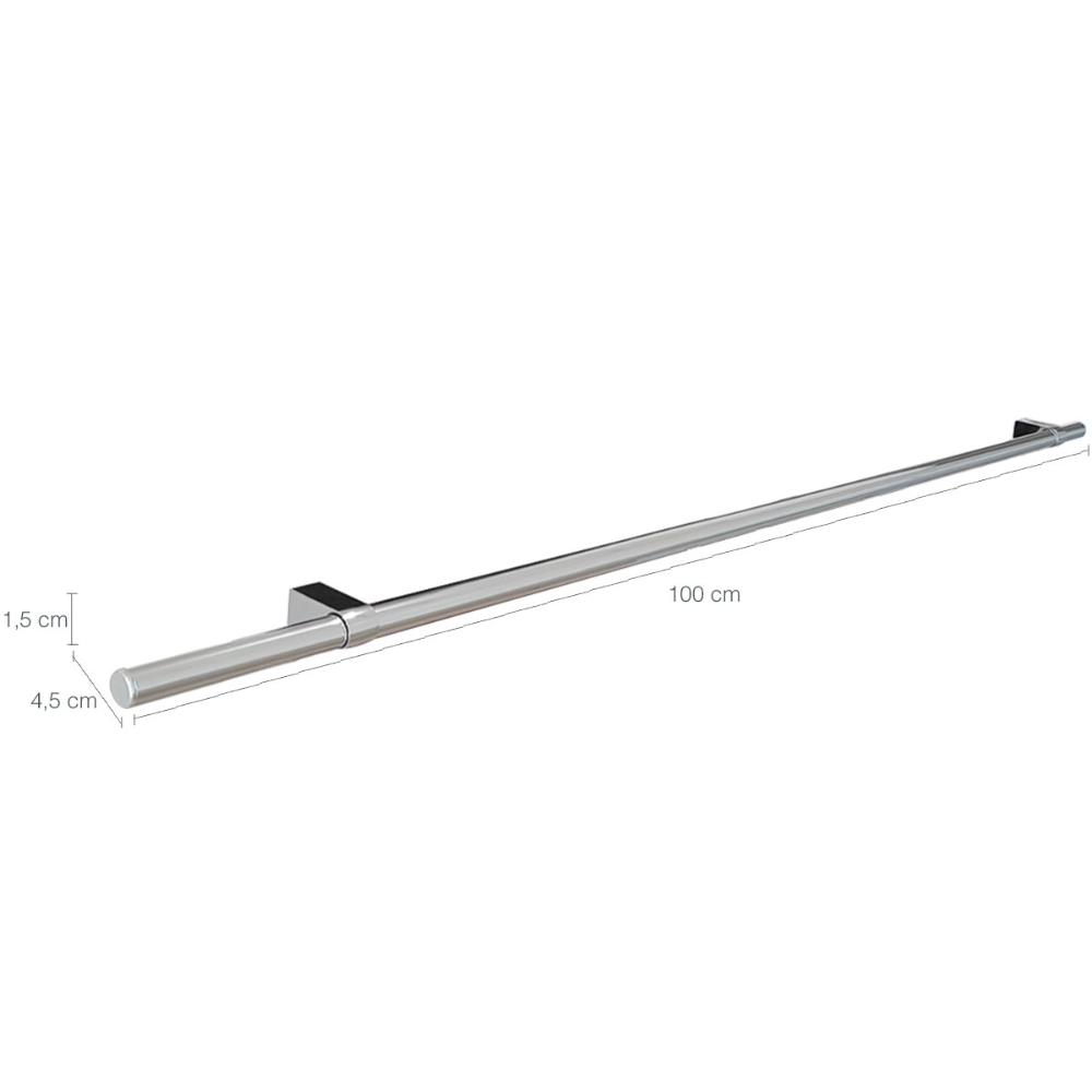 Barra De Utensílios Suporte De Cozinha Redonda Aço Inox 100cm