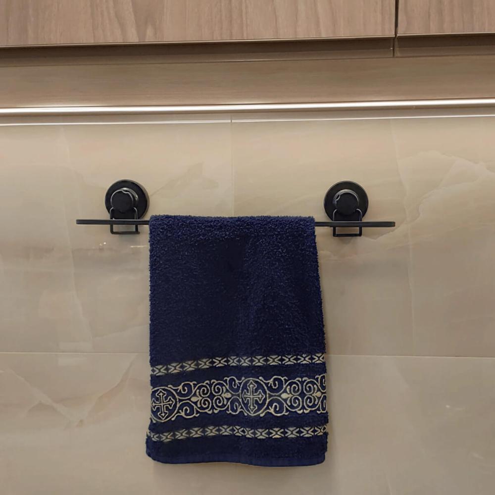 Barra para Cozinha com Ventosa 50cm Preta Pendurar Utensílios Toalha Faciliti Schmitt