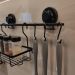Barra para Cozinha com Ventosa 50cm Preta Pendurar Utensílios Toalha Faciliti Schmitt