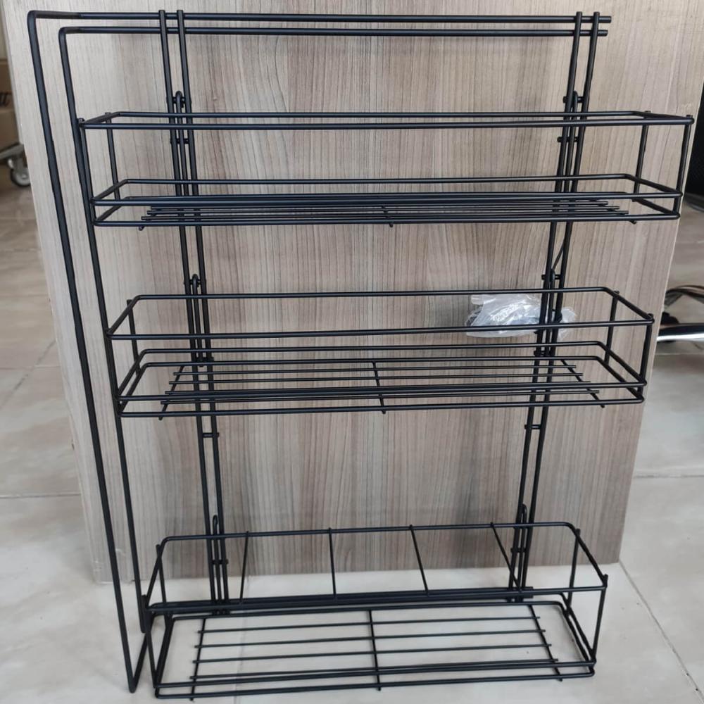 Coluna Corrediça Deslizante Preta Latas Óleo Suporte Temperos Condimentos Aramada Cozinha